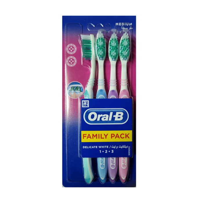 Oral B - Family Pack of 4 toothbrushes - Delicate White