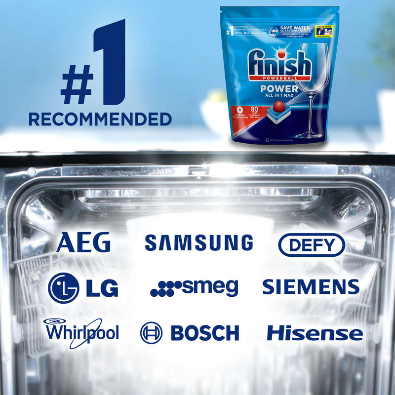 Finish 80's Auto Dishwashing All In One Max Power Tablets,