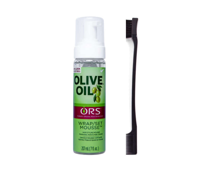 ORS Olive Oil Wrap Foam Mousse 207ml with Edge brush combo