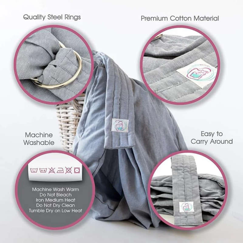 BabyWombWorld Ring Sling - Adjustable, Soft, Hands-Free Baby Carrier for Newborns & Toddlers - Pink