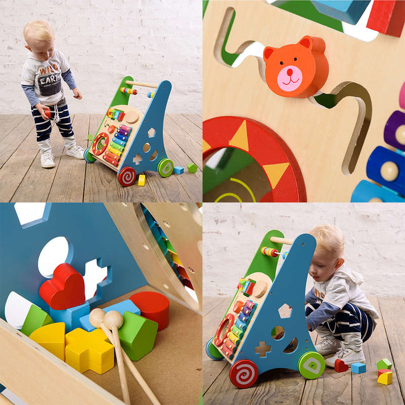 Push and Pull Learning &amp; Playing Wooden Baby Walker