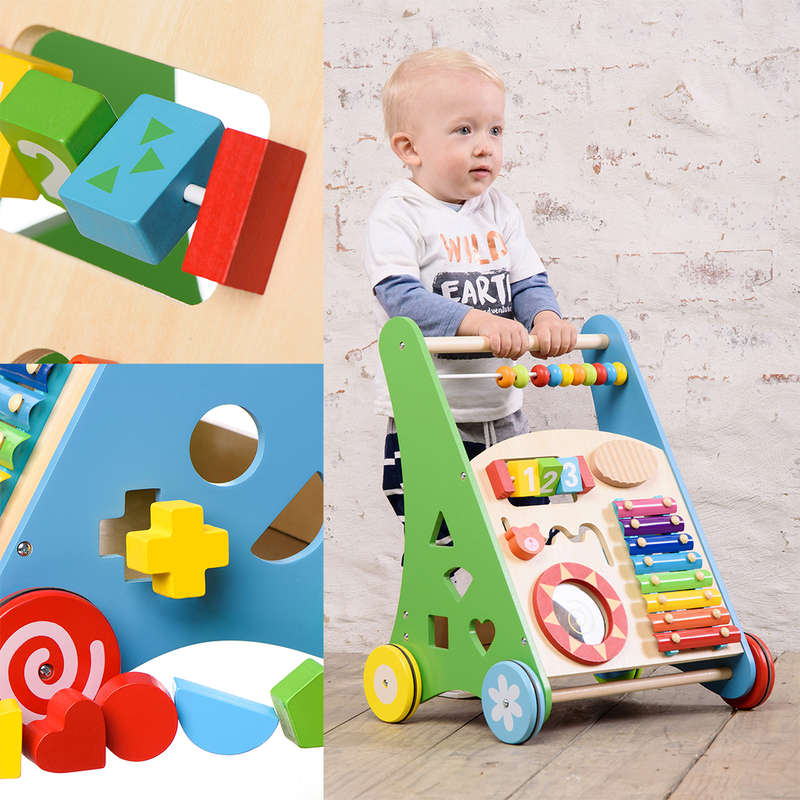 Push and Pull Learning &amp; Playing Wooden Baby Walker