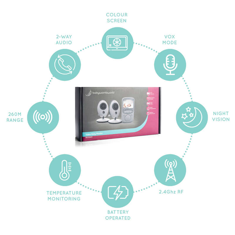 BabyWombWorld Video Baby Monitor with 2 Cameras, Audio & Night Vision
