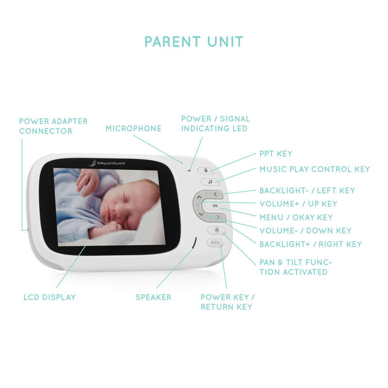 BabyWombWorld 3.2 Rotating Video Baby Monitor with Audio and Night Vision
