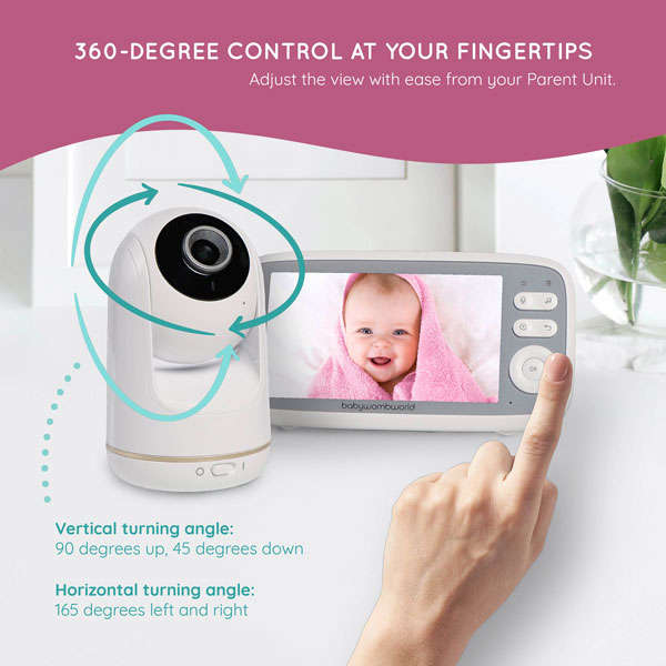 BabyWombWorld 5.1 Premium Rotating Video Baby Monitor with Audio and Night Vision
