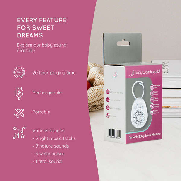 Portable White Noise and Sound Machine with Hanging Clip