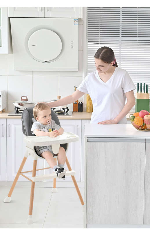 AdaptaGrow 4-in-1 Beige High Chair with Wood Grain