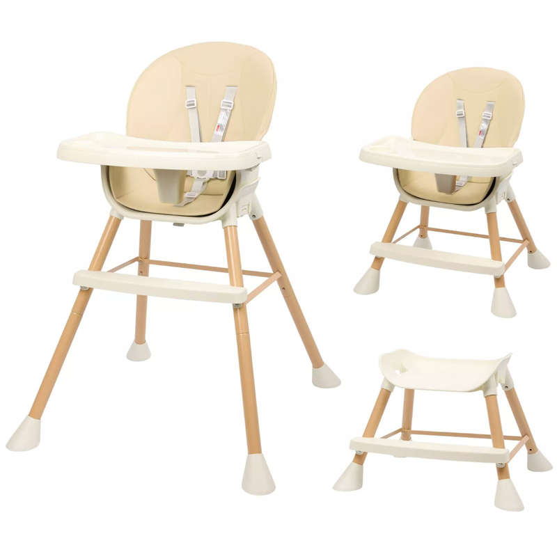 AdaptaGrow 4-in-1 Beige High Chair with Wood Grain