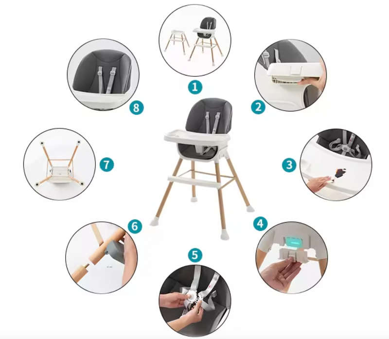AdaptaGrow 4-in-1 Beige High Chair with Wood Grain