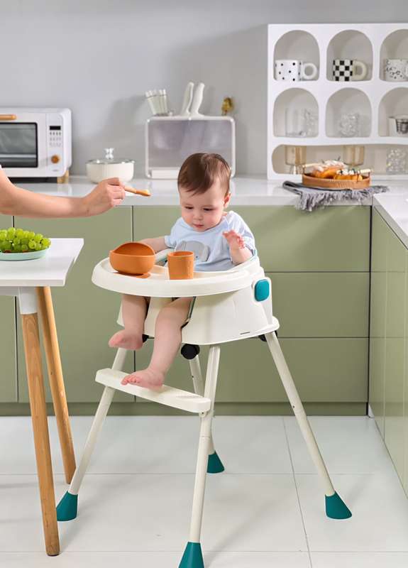 BabyWombWorld 3-in-1 Beige Convertible Baby High Chair with Wheels