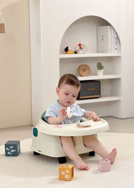 BabyWombWorld 3-in-1 Beige Convertible Baby High Chair with Wheels