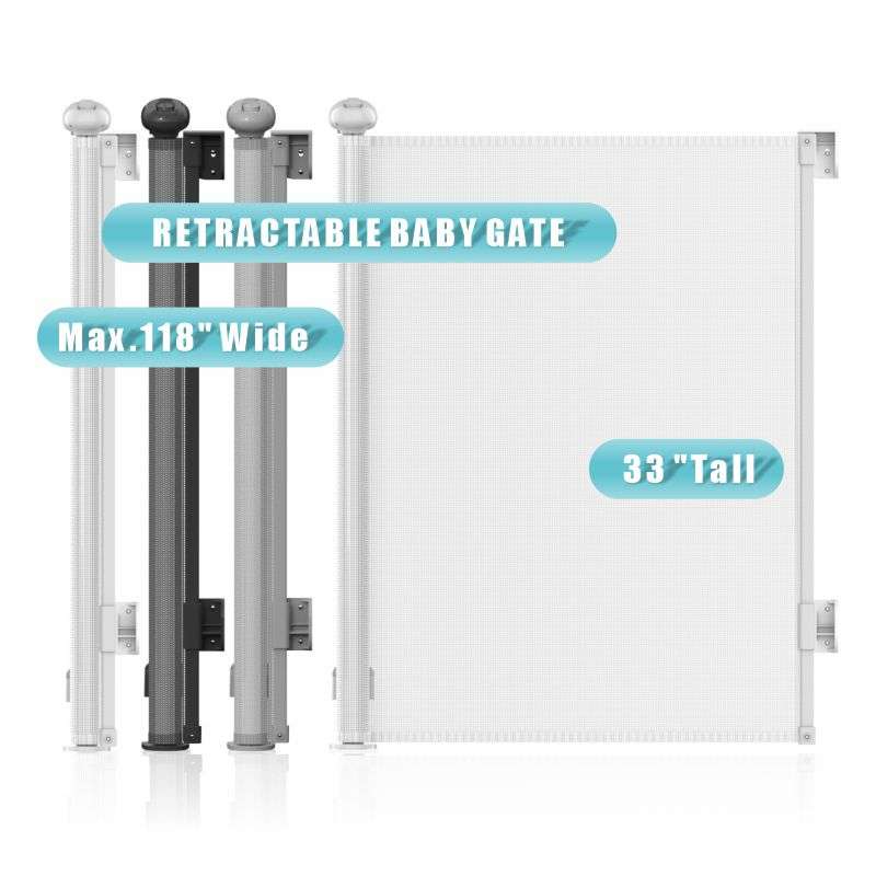 Retractable Safety Gate for Child Baby or Pets (Grey)