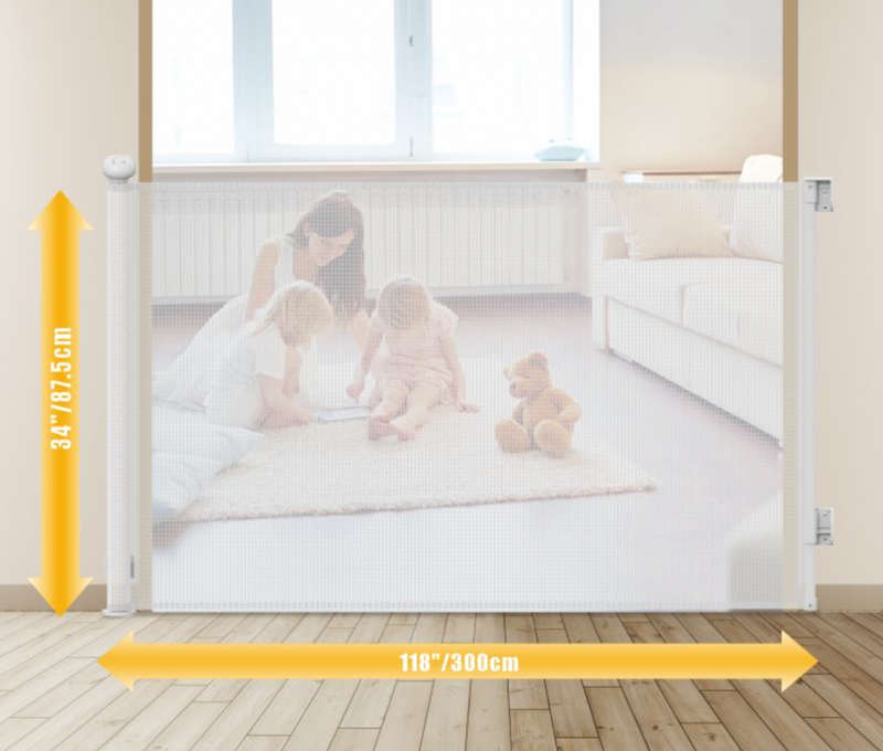 Retractable Safety Gate for Child Baby or Pets (Grey)