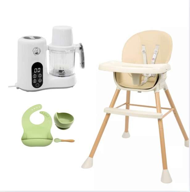 Convertible High Chair, Feeding Set and Food Processor