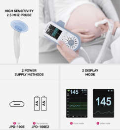 Baby Womb World Fetal Doppler with Built in Speaker & Rechargeable Battery (Demo)