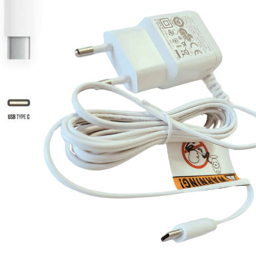 Adaptor for Baby Monitor USB Type-C to 2-Point EU/SA Plug