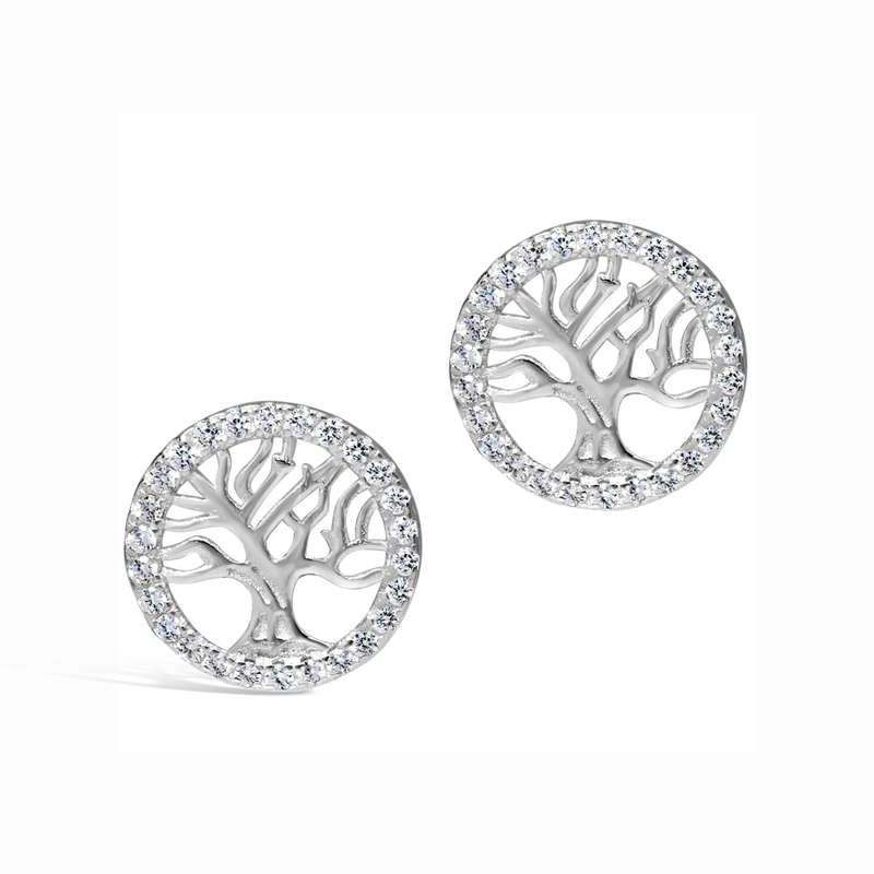 Round Tree Of Life Cubic Earrings
