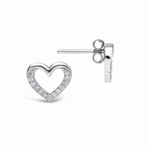 Open Heart Cubic Stud Earrings