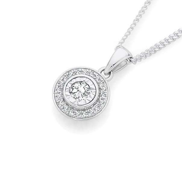 Silver Cubic Halo Necklace