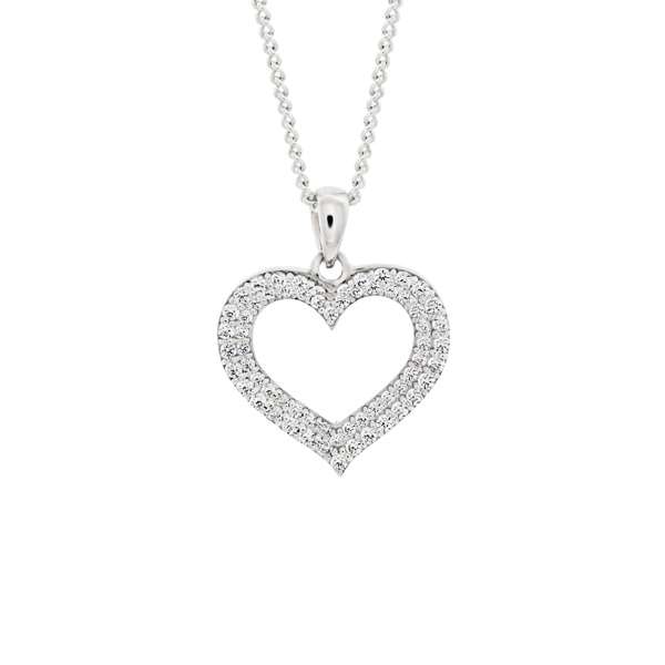 Double Row Cubic Heart Necklace