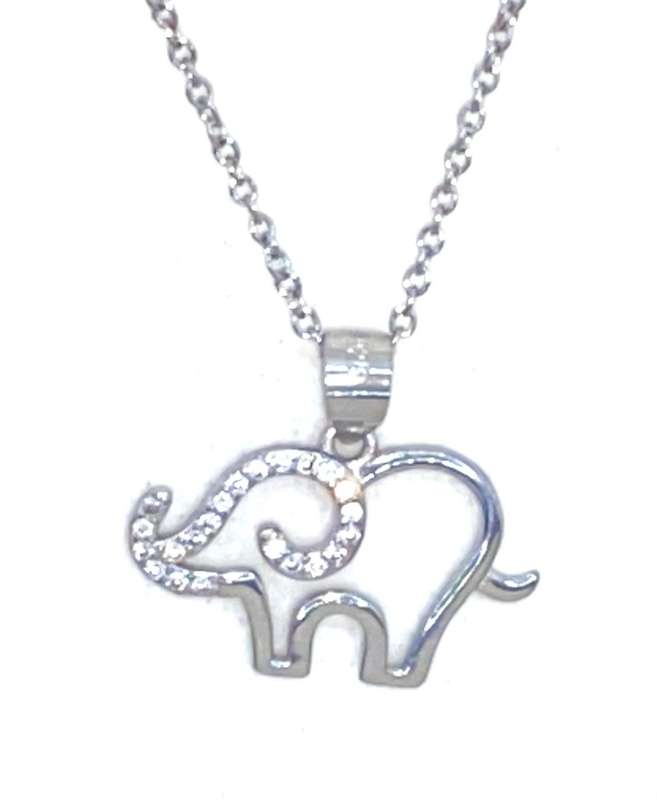 Silver Elephant Cubic Necklace