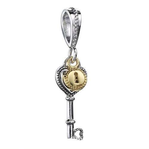 Silver Key And Heart Charm