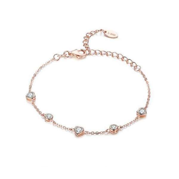 Silver Rose Heart Cubic Bracelet