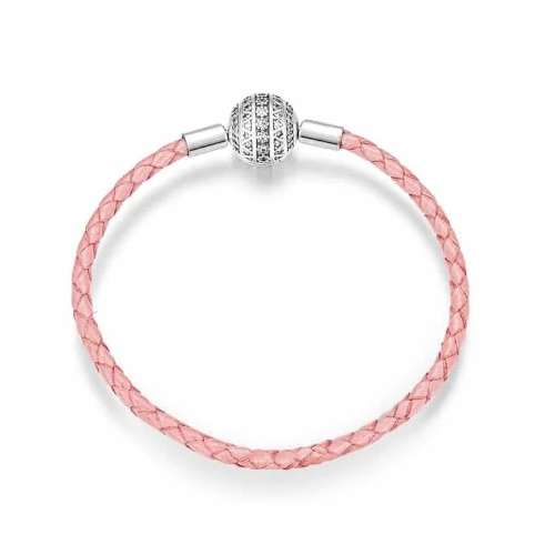 Pink Woven Leather Bracelet