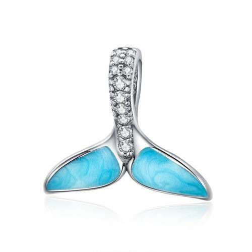 Silver Whale Tail Cubic Charm