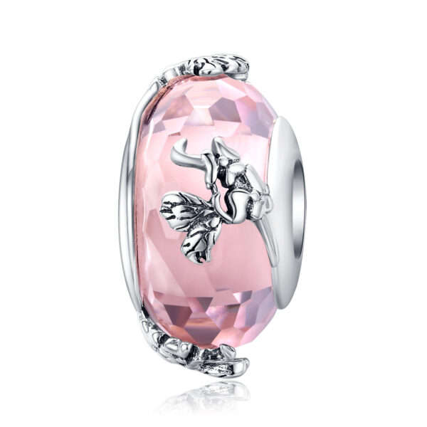 Pink Floral Faceted Murano Charm