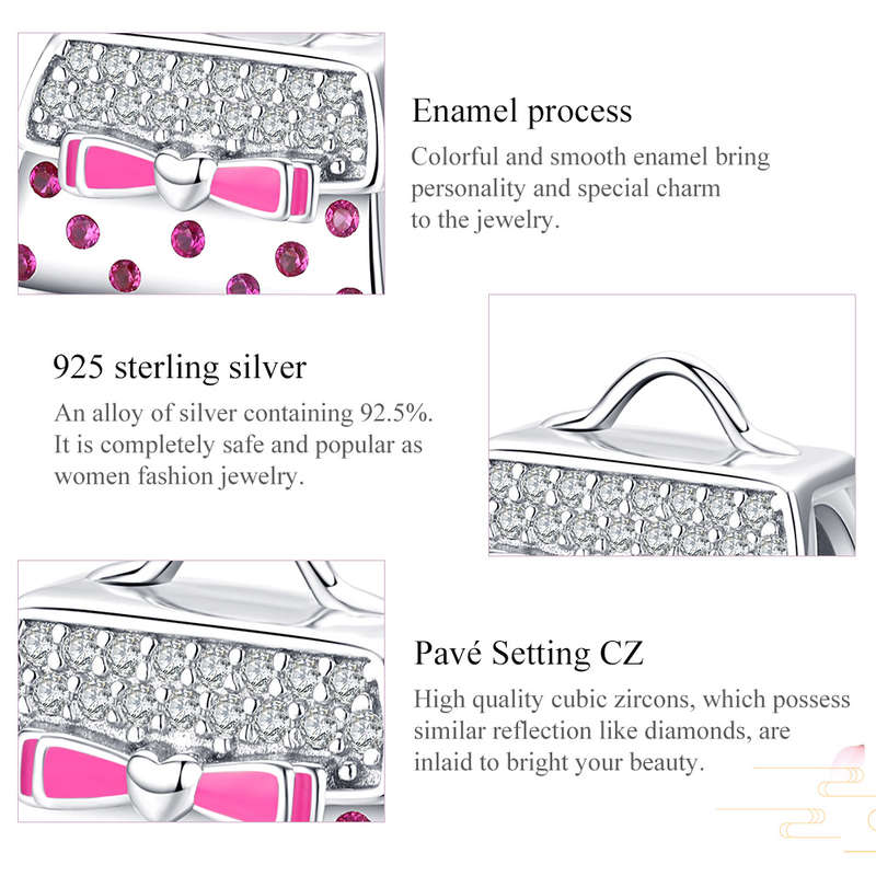 Silver Pink Glamour Handbag Charm