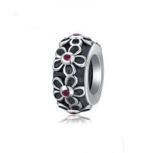 Red And Black Flower Bead Charm