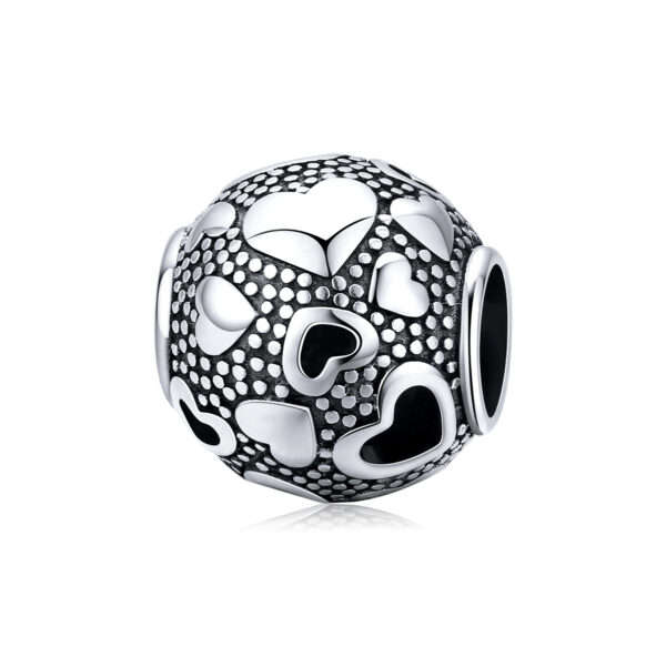 Silver Multiple Hearts Bead Charm