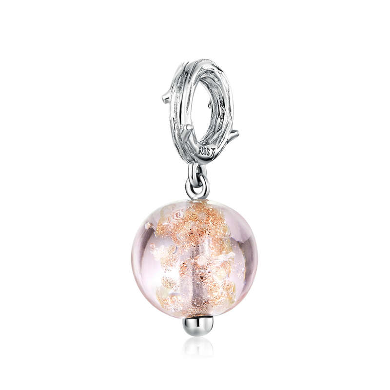 Dangle Light Pink Glass Bead Charm