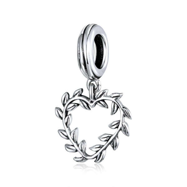 Silver Wreath Heart Dangle Charm