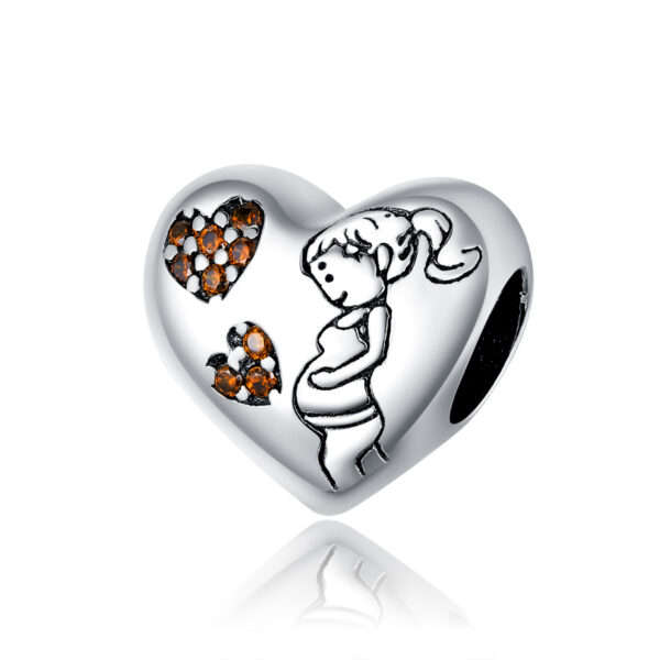 Silver Heart Pregnant Mom Charm