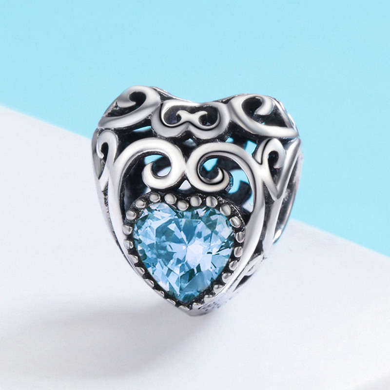 Silver Heart Shape Birthstone Charm