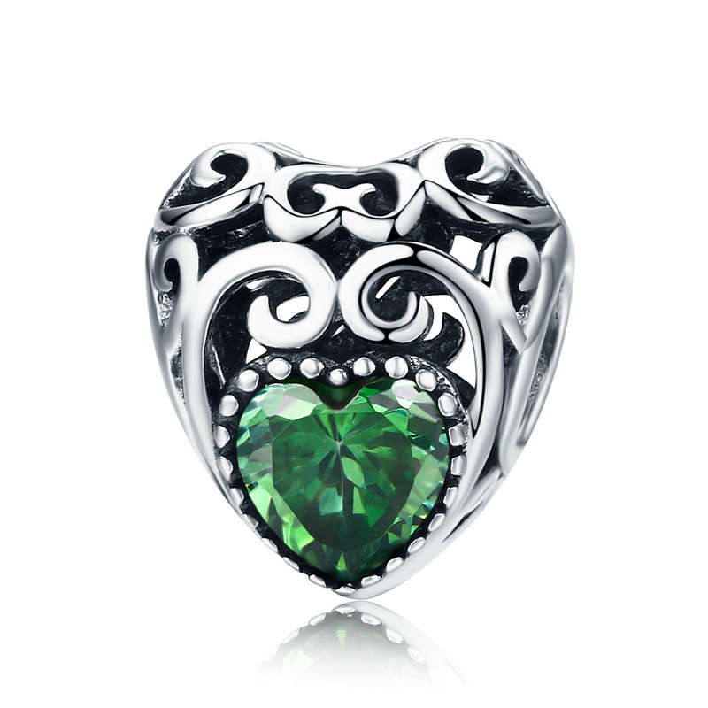 Silver Heart Shape Birthstone Charm