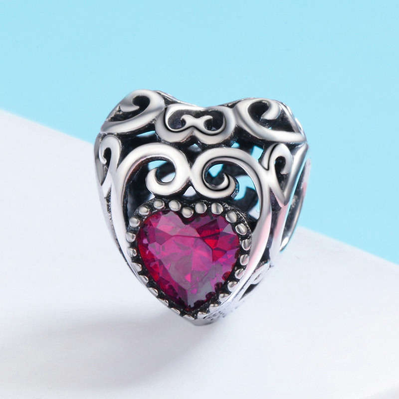 Silver Heart Shape Birthstone Charm