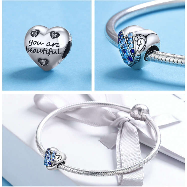 Blue Butterfly Heart Charm