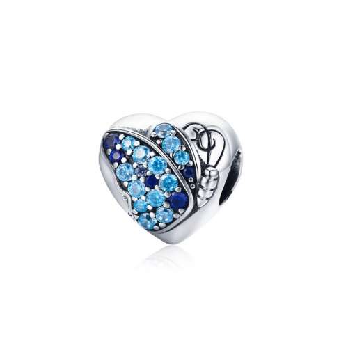 Blue Butterfly Heart Charm