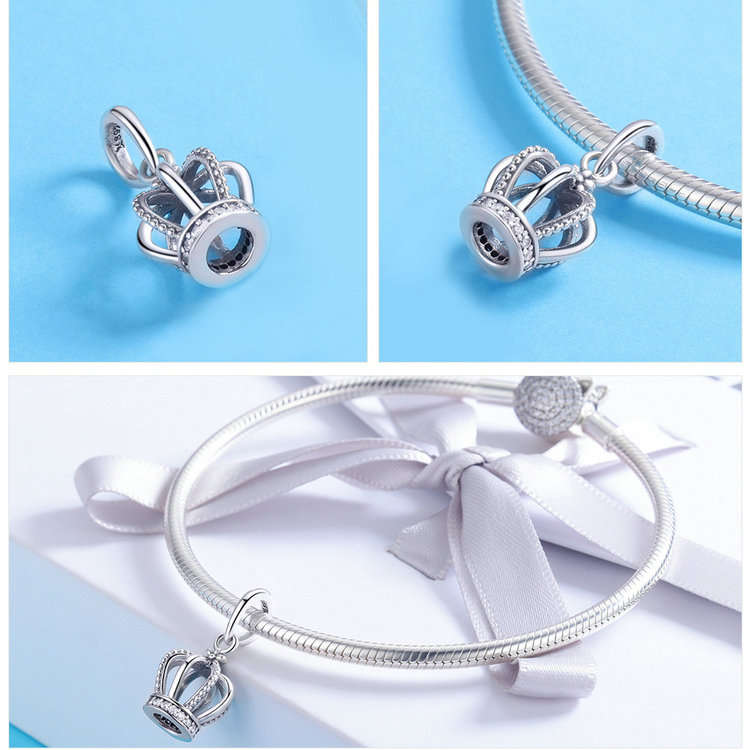 Silver Crown Cubic Dangle Charm