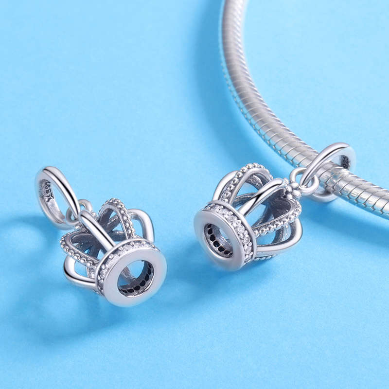 Silver Crown Cubic Dangle Charm