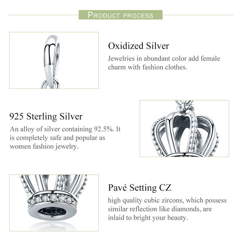 Silver Crown Cubic Dangle Charm
