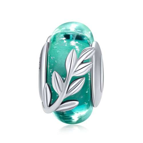Aqua Murano Glass Leave Charm