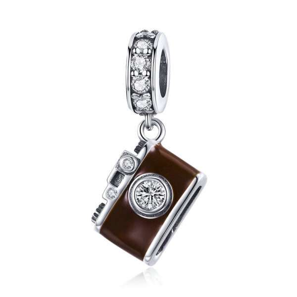 Brown Enamel Camera Charm