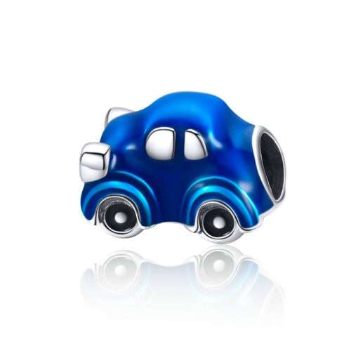 Silver Blue Enamel Car Charm