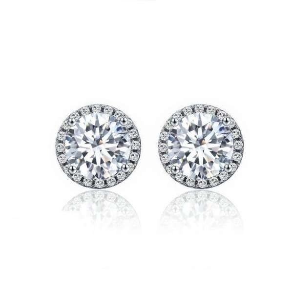 Silver Cubic Halo Studs