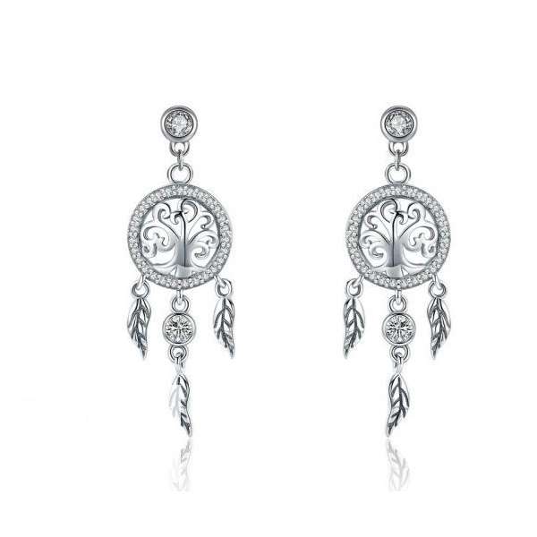 Silver Dream Catcher Studs
