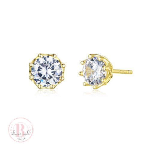 Classic Cubic Solitaire Stud Earrings